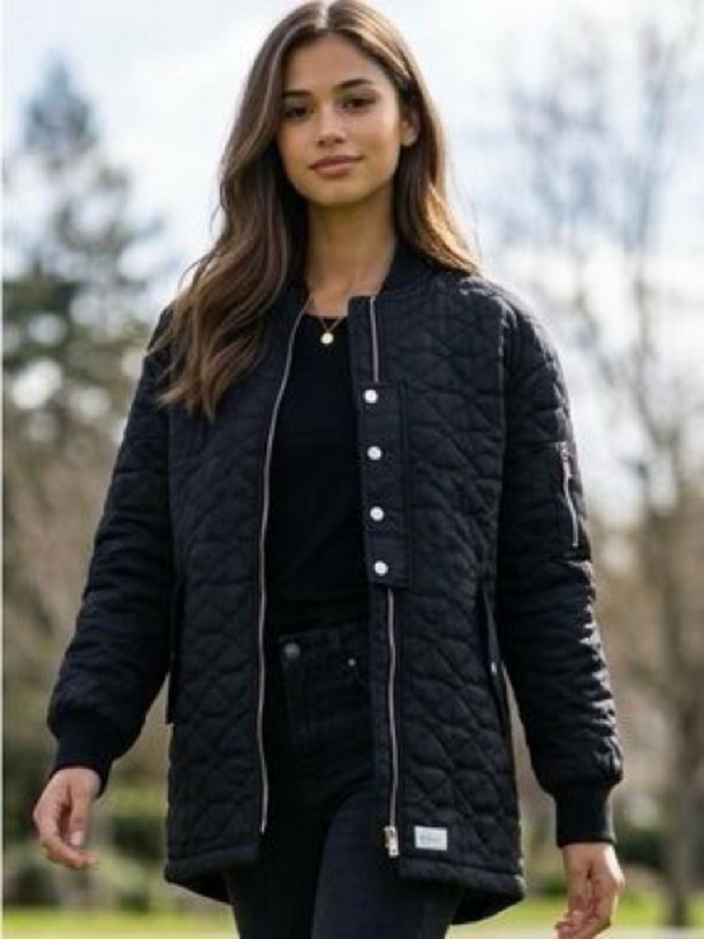 NWT Diamond Supply Co. Quilted Black Bomber Jacket size S